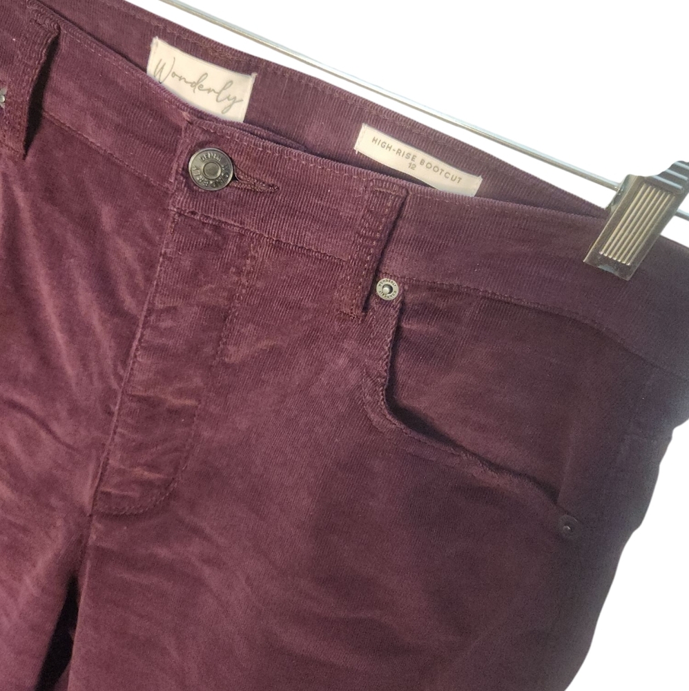 Wonderly High-Rise Bootcut Corduroy Pants - Purple